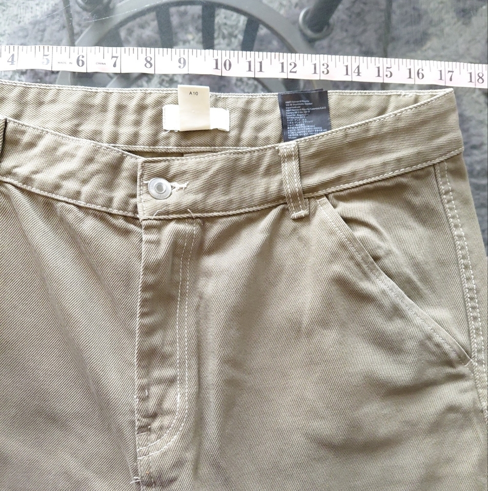 H&M Women's Olive Green Wide Leg Highrise Cargo Jeans Size 14 - Picture 11 of 12